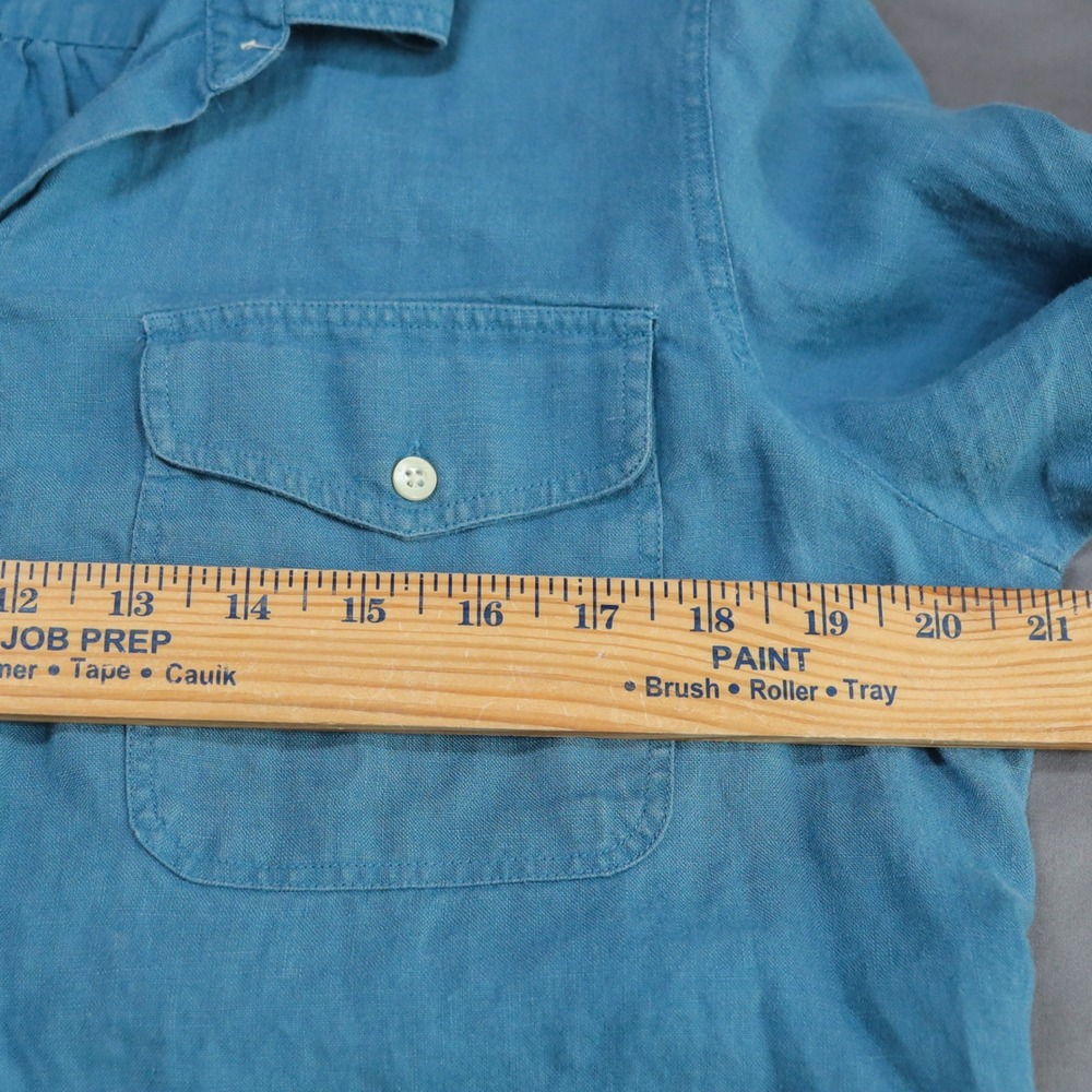 Lauren Ralph Lauren Shirt Womens PL Blue 100% Linen Button Down Roll Up Sleeves - Picture 8 of 10